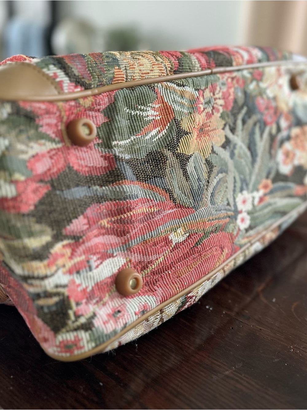 Vintage Adolfo Floral Tapestry Travel Duffel Bag - Picture 8 of 12